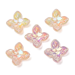 Yellow Plating Opaque Acrylic Beads, Iridescent, Flower, Yellow, 10x10x4mm, Hole: 1.3mm