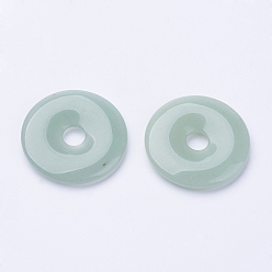 Aventurine Natural Green Aventurine Pendants, Donut/Pi Disc, Donut Width: 15.8~16mm, 39~40x6~7mm, Hole: 8mm