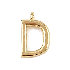Letter D Латунь прелести, стойки покрытие, долговечный, без кадмия и без свинца, реальный 18 k позолоченный, Буква D, 9x5.5x1.3 мм, отверстие : 0.8 мм