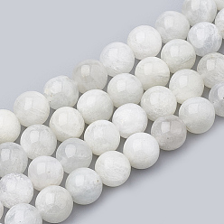 Rainbow Moonstone Natural Rainbow Moonstone Beads Strands, Round, 8~9mm, Hole: 1mm, about 45~48pcs/strand, 15.7 inch