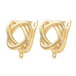 Golden Brass Hoop Earring Findings, Knot, with Loops, Lead Free & Cadmium Free, Long-Lasting Plated, Rack Plating, Golden, 20x16x11mm, Hole: 2mm