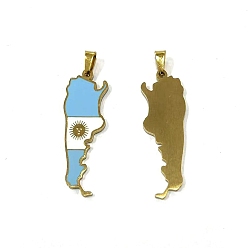 Золотой 304 нержавеющей стальной эмали подвески, очарование карты, золотые, 34x12 мм
