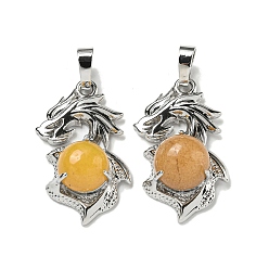 Красный Авантюрин Натуральный красный авантюрин подвески, Подвески-драконы со стойкой, латунная фурнитура, платина, без кадмия и без свинца, 31x18x8~10 мм, отверстие : 5x8 мм