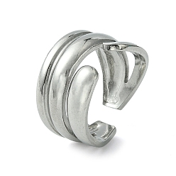 Stainless Steel Color 304 Stainless Steel Open Cuff Ring, Stainless Steel Color, US Size 7(17.3mm)