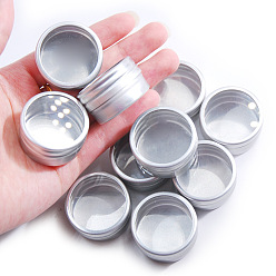 Platinum Round Aluminum Candle Tins with Visible Window, Nail Art Rhinestone Storage Boxes, Candle Jars Storage Containers for DIY Candle Making, Platinum, 3.3x1.9cm