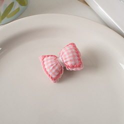 2# bow tie Cute Embroidered Strawberry Hair Clip with Pink Fabric Bow, Sweet Girl Heart Hair Accessory