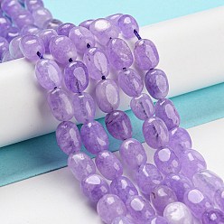 Lilac Natural Quartz Beads Strands, Dyed, Faceted, Oval, Lilac, 8~12x7~10x7~9mm, Hole: 1.2mm, about 35pcs/strand, 14.96''(38cm)