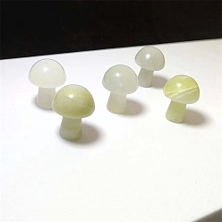 New Jade Natural New Jade Healing Mushroom Figurines, Reiki Energy Stone Display Decorations, 20mm