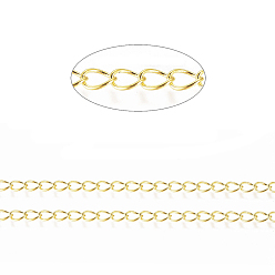 Золотой Латунные витой цепочки, бордюрные цепи, пайки, с карточной бумагой, овальные, без свинца, без никеля и без кадмия, золотые, 5x4x0.5 мм, около 16.4 футов (5 м) / рулон