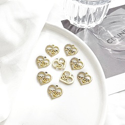 Сердце Подвески из золотого сплава со стразами на день матери, Мама, сердце, 17.5x19 мм