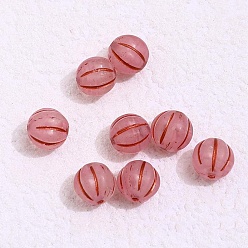 Pink Czech Glass Beads, Pumpkin, Pink, 8mm, Hole: 1mm