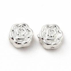 Silver Rack Plating Alloy Beads, Long-Lasting Plated, Cadmium Free & Lead Free, Rose, Silver, 5.5x5.5x2.5mm, Hole: 1.2mm
