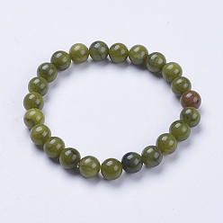 Jade Natural Jade Beaded Stretch Bracelets, Round, 2 inch(52mm)