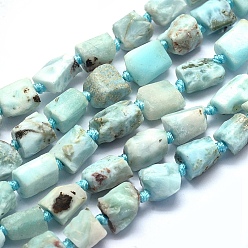 Larimar Natural Larimar Beads Strands, Nuggets, Frosted, 8~12x7~10mm, Hole: 1mm, about 34~36pcs/strand, 15.7 inch(40cm)