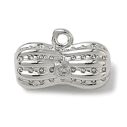 Платина Латунные микропаве прозрачные подвески с фианитом, арахиса прелести, без кадмия и без свинца, долговечный, стойки покрытие, платина, 9x14x7 мм, отверстие : 1.2 мм