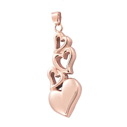 Rose Gold Openable Stainless Steel Memorial Urn Ashes Bottle Pendants, Heart, Rose Gold, 32x13mm