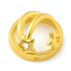 Матовый Золотой Цвет Латунной шариковой кадров, полый, полукруглый со звездой, матовый золотой цвет, 9.5x5 мм, отверстие : 0.8 мм