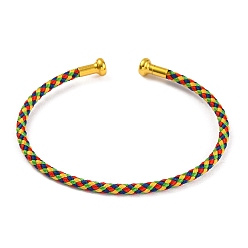 Разноцветный Изготовление браслета из плетеной проволоки из углеродистой стали, с позолоченными латунными заглушками, красочный, 0.25 см, внутренний диаметр: 2-3/8 дюйм (6.1 см)