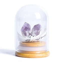 Аметист Натуральный аметист натуральный драгоценный камень украшения для показа, со стеклянной крышкой, для домашнего офисного стола, 52x75 мм