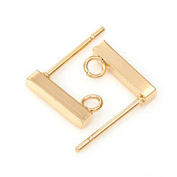 Golden 304 Stainless Steel Stud Earring Findings, Rectangle, Golden, 10x2mm, Hole: 1.8mm, Pin: 0.7mm