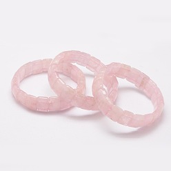 Rose Quartz Faceted Natural Rose Quartz Beads Stretch Bracelets, Inner Diameter: 2-1/8~2-3/8 inch(5.5~6cm)