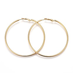 Golden 201 Stainless Steel Hoop Earrings, Hypoallergenic Earrings, Ring Shape, Golden, 12 Gauge, 60x59x2mm, Pin: 1mm