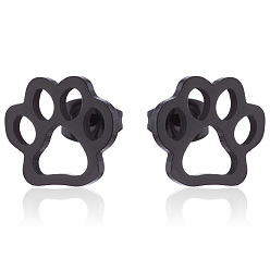 Черный Рождественские серьги из нержавеющей стали с оленями, медвежья лапа, кран, Роза и геометрический дизайн сердца, чёрные, Размер 1