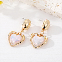 Big Pearl Heart Earrings Irregular Heart-shaped Vintage Pearl Earrings with French Metal Style