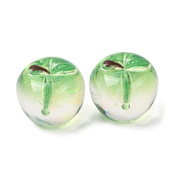 Lime Green Electroplate Transparent Resin Imitation Food Beads, Apple, Lime Green, 15x13mm, Hole: 1.6mm