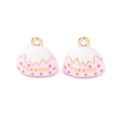 Pink Подвески из сплава , украшения в виде торта/пудинга, с эмалью, стойки покрытие, золотые, розовые, 11.5x12.5x8 мм, отверстие : 1.4 мм