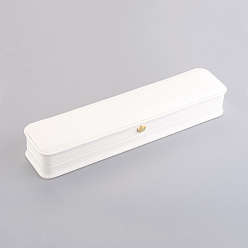 White PU Leather Bracelet Necklace Gift Boxes, with Golden Plated Iron Crown and Velvet Inside, for Wedding, Jewelry Storage Case, White, 24x5.5x3.9cm