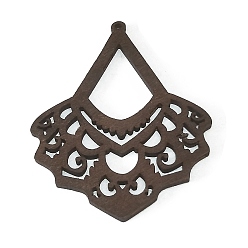 Café Gros pendentifs creux en bois, pour la fabrication de bijoux de boucles d'oreilles, fan, café, 60~70x2mm