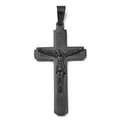 Черный Цвет Металла 304 из нержавеющей стали большие кулоны, подвески в виде креста-распятия, с 201 держателями для ледоруба из нержавеющей стали, ионное покрытие (ip), долговечный, металлический черный , 55.5x29.5x5.5 мм, отверстие : 8.5x5.5 мм
