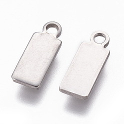 Stainless Steel Color 201 Stainless Steel Charms, Stamping Blank Tag, Rectangle, Stainless Steel Color, 10x4x1mm, Hole: 1.2mm