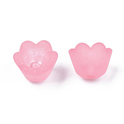 Легкий Лосось Прозрачные акриловые бусины, матовые, цветок, светлый померанцевый, 9x9.5x6.5 мм, отверстие : 1.6 мм