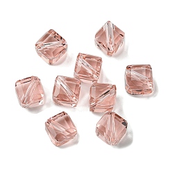 Rosy Brown Glass Imitation Austrian Crystal Beads, Faceted, Square, Rosy Brown, 7x7x7mm, Hole: 0.9mm