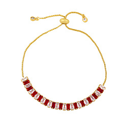 Red and white Sparkling Crystal Couples Bracelet with 18K Gold Plating and Colorful Gems (BRC22)