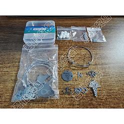 Stainless Steel Color BENECREAT DIY Medical Theme Bangle Making Kit, Including Stainless Steel Charms, 201 Stainless Steel Bangle Making, 304 Stainless Steel Pins & Jump Rings, Glass Pearl Beads, Stainless Steel Color, Bangle Making: 4pcs/box