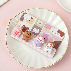 Other Animal Resin Spring Clips Set, Cute Bookmark Marking Clip for Paper Document, School Office Supplies, Bear/Cat, Animal Pattern, 4pcs/set