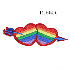 Colorful Pride Flag/Rainbow Flag & Heart & Arrow Theme Computerized Embroidery Cloth Iron On/Sew On Patches, Costume Accessories, Appliques, Colorful, 40x115mm