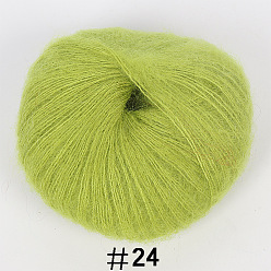 Желто-Зеленый 25 пряжа для вязания из шерсти ангорского мохера, для шали, шарфа, куклы, вязания крючком, желто-зеленый, 1 мм