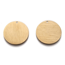 Golden Ion Plating(IP) 304 Stainless Steel Pendants, Stamping Blank Tag, Laser Cut, Double Side Drawbench Effect, Flat Round, Golden, 25x1mm, Hole: 1.6mm