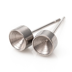 Stainless Steel Color 304 Stainless Steel Stud Earring Settings, Rhinestone Settings, for Pointed Back Rhinestone, Stainless Steel Color, 5mm, Pin: 0.8mm, Fit for 4mm Rhinestone