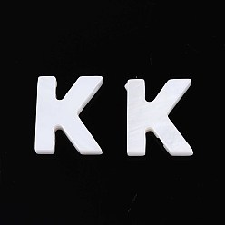 Letter K Подвески из натуральных пресноводных ракушек, для изготовления ювелирных изделий, кремово-белые, Письмо K, 9.5x8x2.5 мм, отверстие : 0.8 мм