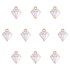 Белый Сплав эмали прелести, Даймонд, золотой свет, белые, 15x11.5x2.5 мм, отверстие : 1.8 мм, 10 шт / коробка