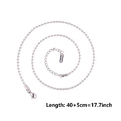 Нержавеющая Сталь Цвет 2.2мм 304 ожерелья из шариковой цепи из нержавеющей стали, цвет нержавеющей стали, 15.75 дюйм (40 см)