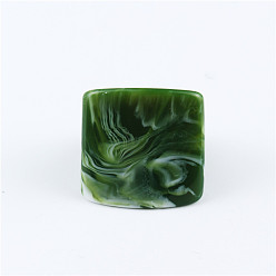 Зеленый Яркое квадратное кольцо из смолы с леопардовым принтом и винтажным эффектом натурального камня