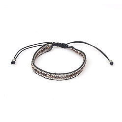 Coffee Polyster Braided Bead Bracelets, Adjustable Bracelet, Coffee, Inner Diameter: 2-3/8 inch(6cm), 1Pc/Bag