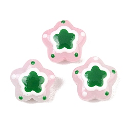 Grün Bemalte Imitations-Jade-Glasperlen, handgezeichnete Perlen, Stern, mit Emaille, grün, 14.5x15x8 mm, Bohrung: 1.4 mm