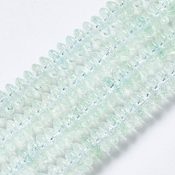 Aquamarine Crackle Glass Beads, Dyed & Heated, Rondelle, Aquamarine, 6x3.5mm, Hole: 1.2mm, about 147pcs/strand, 15.23 inch(38.7cm)